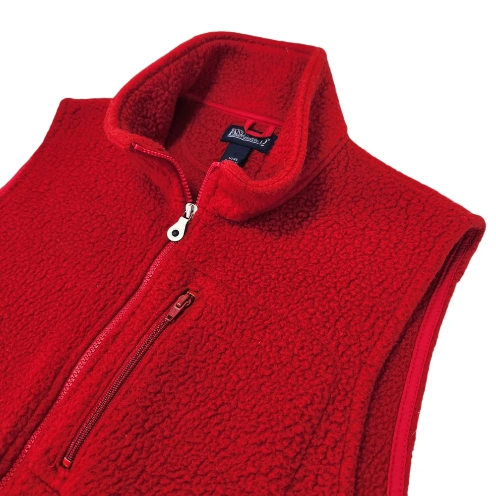 Land's End Men's Vintage Sherpa Fleece Polartec Vest Red Medium 90s Classic